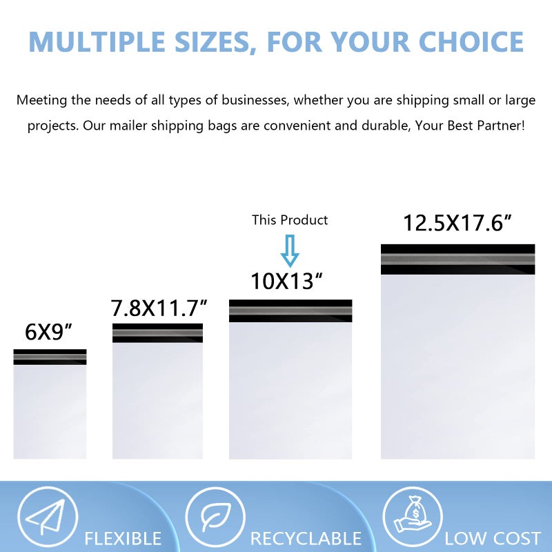 KORCCI White Poly Mailers 10x13in 100Pcs, Shipping Bag Envelope for Clothing, Self Strong Adhesive Mailing Envelopes for Business Suppliers, Flexible Secure Package, Waterproof, Tear Resistant Postal Bags - Image 4
